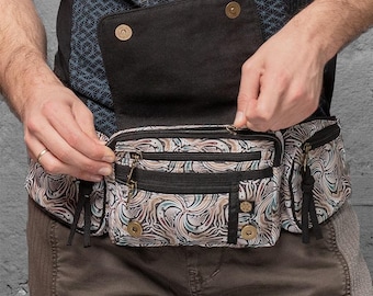 Utility Belt- Canvas Pocket Bag Music Festival Belt Burning Man Hip Bag Pocket Belt Fanny Pack Psychedelic Gift Psy Trance Rave Outfit