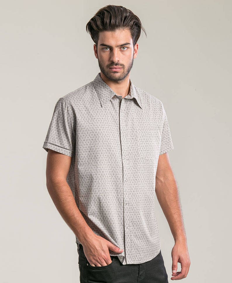 Sacred Geometry Button Down Shirt Men Button Up Shirt Flower Of Life Printed Button Shirt For Him Short Sleeve Shirt For Guy Gift For Men