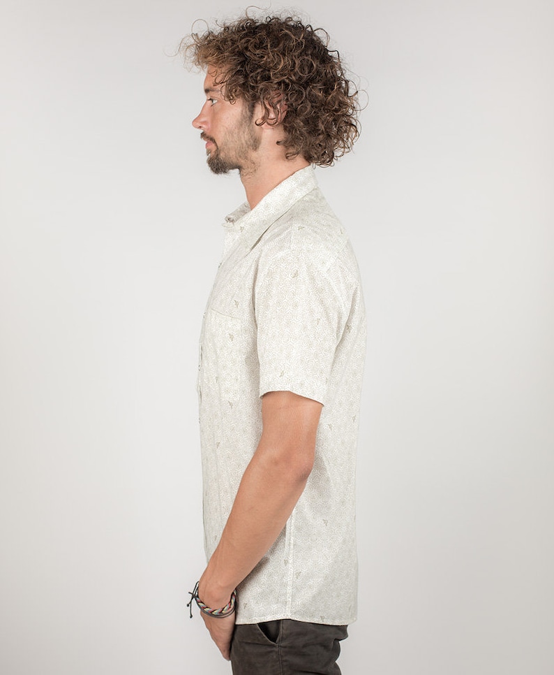 Men White Button Down Shirt Short Sleeve Button up Shirt Etsy