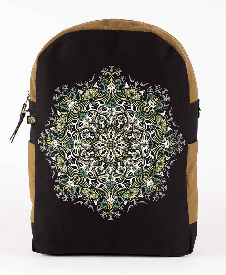 Festival Backpack Canvas Laptop Backpack With Yoga Mandala Print Square Backpack Fitting 13 15 17 inch Laptops
