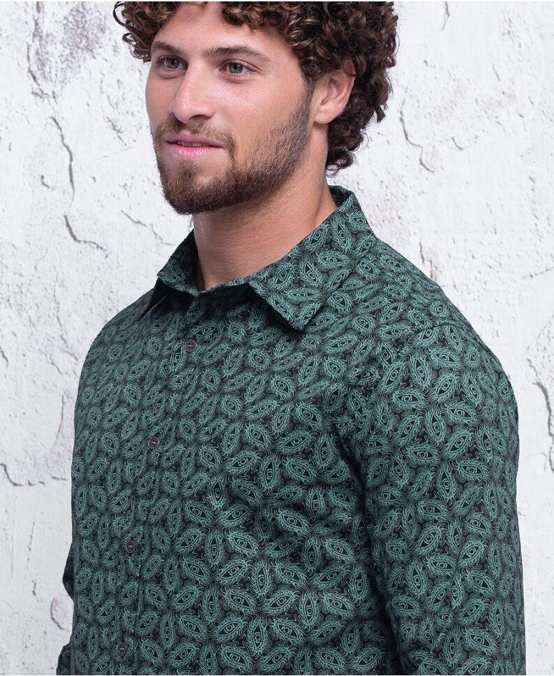 Long Sleeve Button Down Shirt for Man, Alternative Clothing, Printed ...