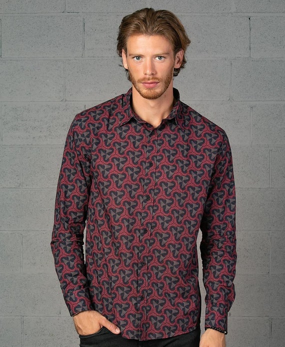 Mens mushroom button down shirt Clearance