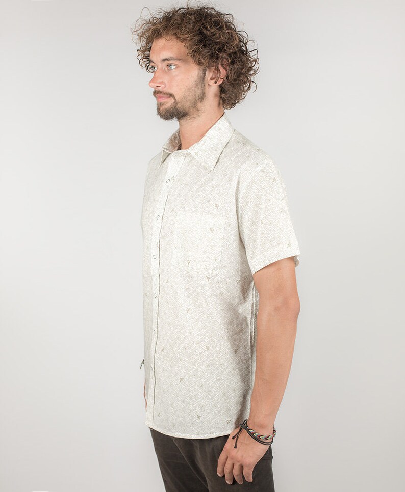 Men White Button Down Shirt Short Sleeve Button up Shirt Etsy