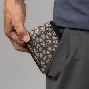 Cartera con cremallera, cartera con diseño de colmena para hombre, carteras de lona con cremallera, regalo psicodélico para él, regalo para novio,