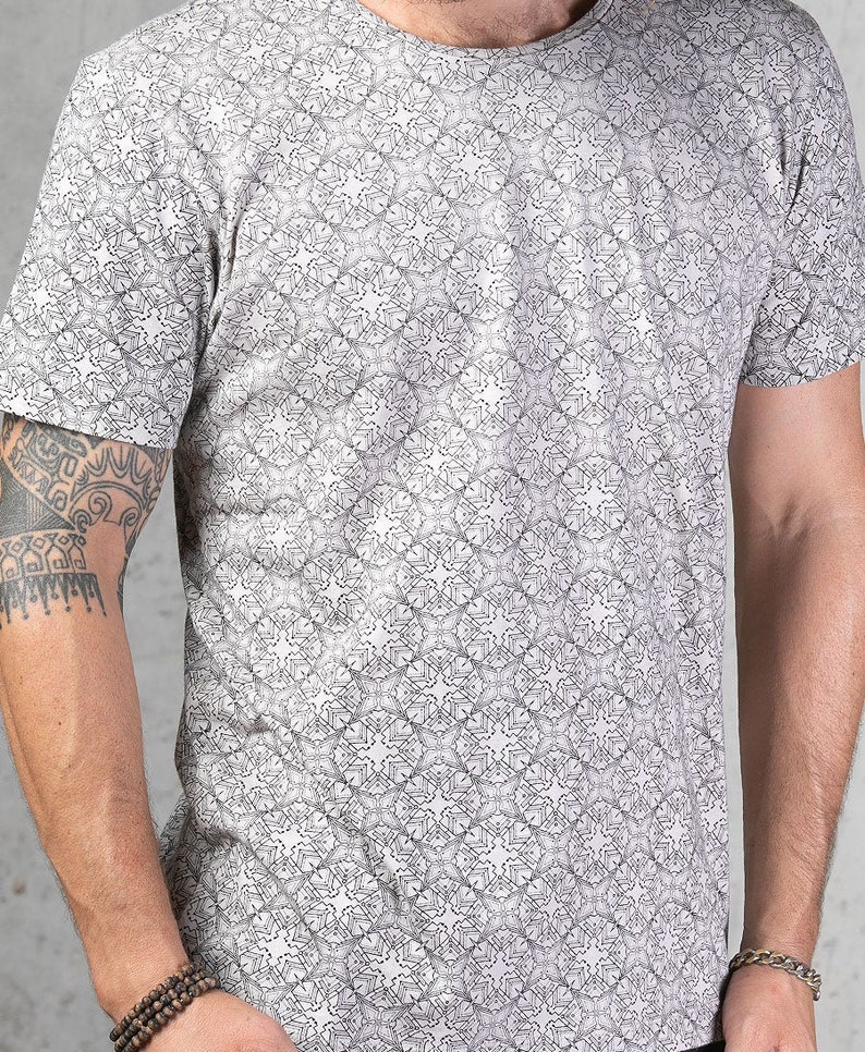 Psychedelic Geometry Shirt For Men Full Print Mens T-shirt Psy Trance Goa Burning Man Festival Clothing Birthday Gift For Boyfriend image 1