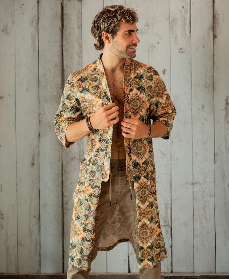 Kimono lungo in cotone Festival Duster da uomo - Kimono unisex