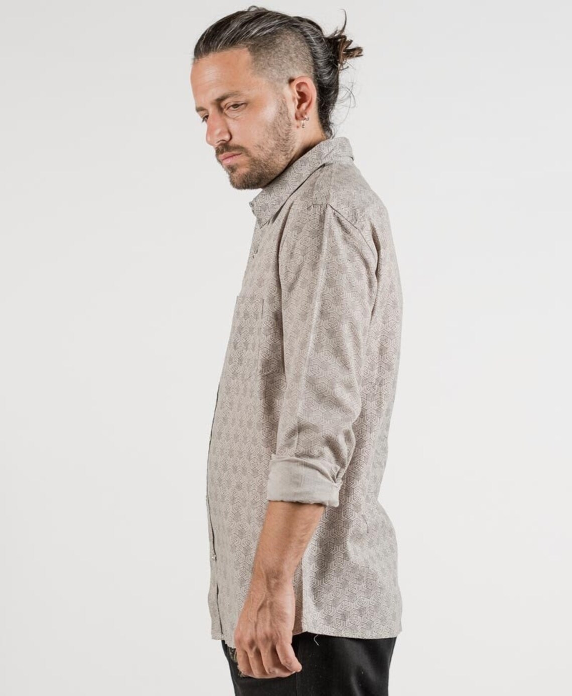 Geometric Button Up Long Sleeve Jacket
