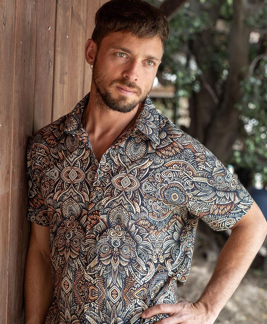 Camicia Hippy Uomo Camicia Anni 70 Figlio Dei Fiori Hippie O