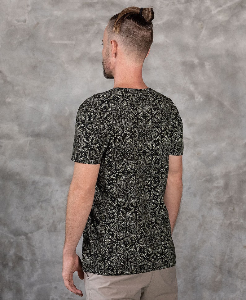 Mens T shirt, Screen Printed, Tribal Shirt, Psychedelic, Mandala Shirt, Gift For Him, Sacred Geometry Tshirt image 5