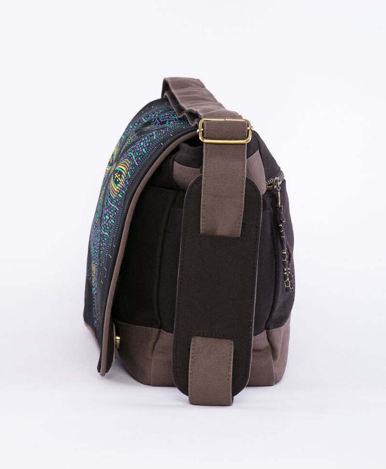 Laptop Bag 13 inch 15 inch Psychedelic Messenger Laptop Bag Canvas Messenger Bag Screen Printed Shoulder Bag Computer Bag
