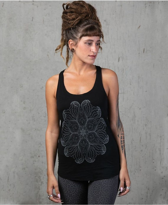 Psychedelic Womens Tank Top, Festival Tank Top, Yoga Racerback Tank, Woman Workout Yoga Wear, Psy Trance Goa