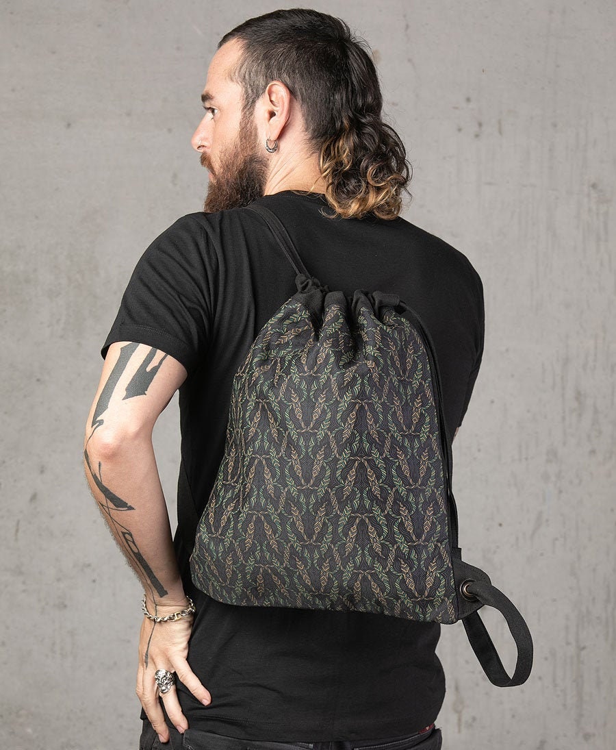 Bolsa tribal, bolsa de saco, mochila com cordão, bolsa de festival, mochila, bolsa estampada, equipamento de festival, mochila, bolsa Burning Man