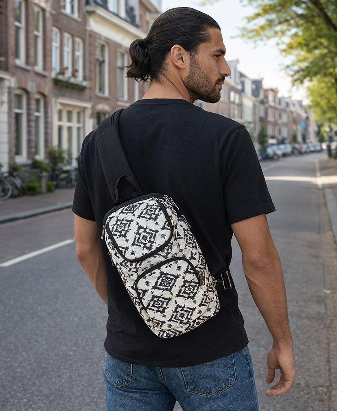 Geometric Tribal Sling Backpack Daypack Crossbody Chest Bag Lightweight Travel Amazon.com | Jockphry Native American Indian Sling Backpack  main image 3