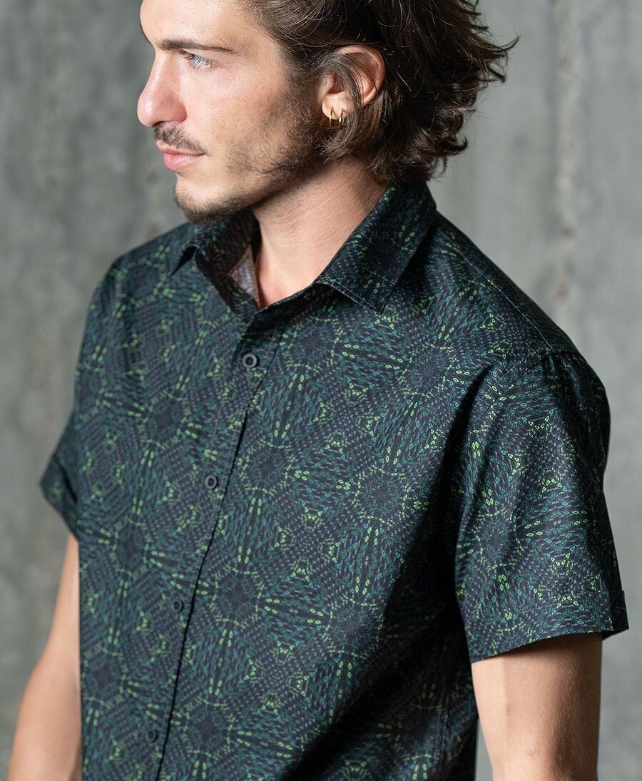 Psychedelic Elegant Shirt Mens Button 