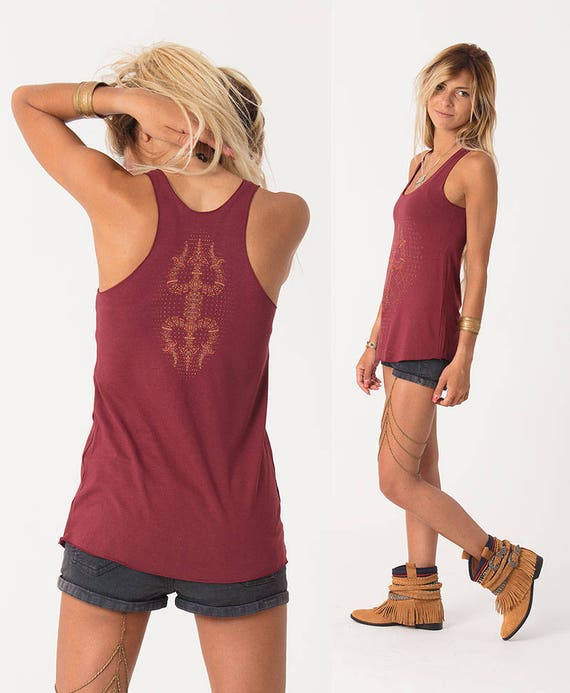 Size L Women/'s Rustic Brown Flower of Life Dream Catcher Racerback Yoga Tank Top NEW