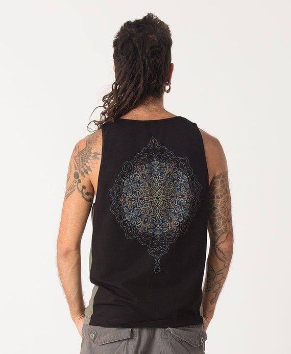Mandala Men Tank Top in Black Sacred Geometry Clothing - Etsy