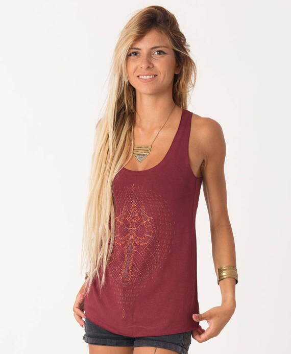 Size L Women/'s Rustic Brown Flower of Life Dream Catcher Racerback Yoga Tank Top NEW