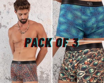 100% Baumwolle Herren Boxer Briefs 3er Pack - Weihnachtsgeschenk für Ihn - Weiche Unterwäsche Shorts für Männer