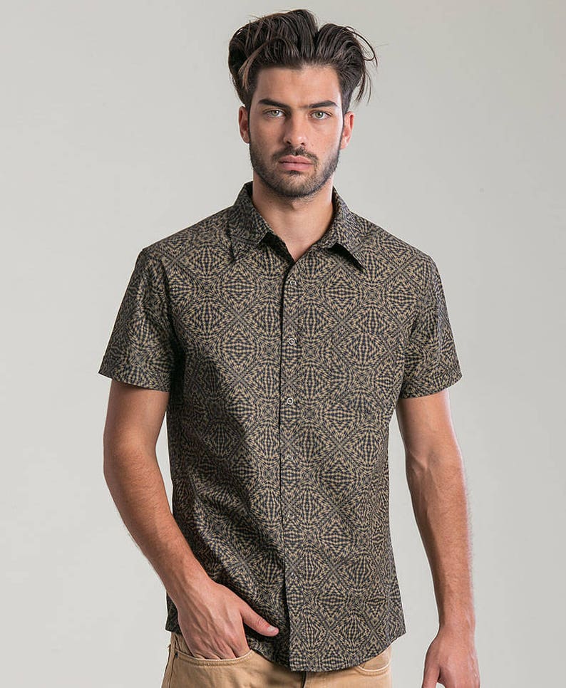 Black Button Down Mens Shirt Short Sleeved Button up Shirt Etsy