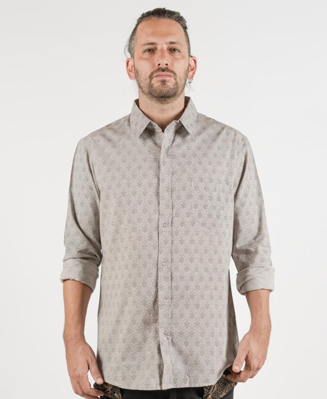 Geometric Button Up Long Sleeve Jacket