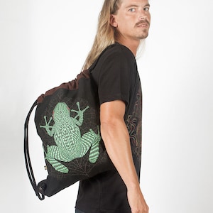 Canvas Drawstring Backpack, Festival Bag, Burning Man, Sack Bag, Psychedelic, Uv Reactive, Psy Trance Goa, Stoner Gifts