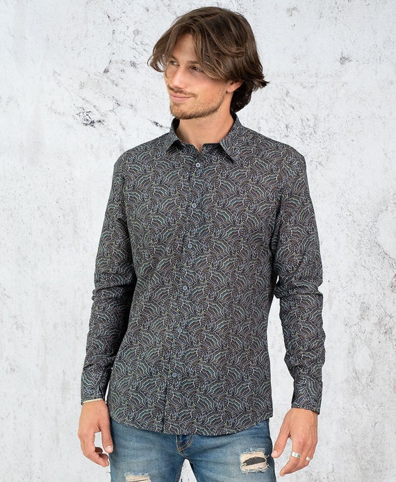 Camisa con botones para hombre ropa retro camisa hipster ropa de festival para hombre ropa alternativa ropa hippie de la nueva era Etsy Espana