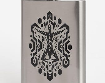 Festival Flachmann, 8 Unzen Flasche für Spirituosen, Burning Man Flasche, Alkohol Flasche, Edelstahl Silber Flasche