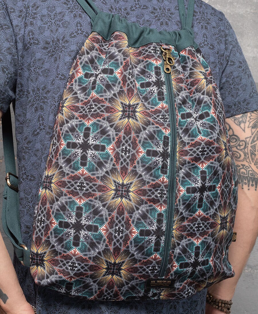 Sacred Geometry Bag Drawstring Backpack - Psychedelic Burning Man ...