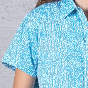 Herenmode overhemd, button-down overhemd, herencadeau, Oxford overhemd, korte mouw, button-up overhemd, heren casual overhemd, blauw afbeelding 6