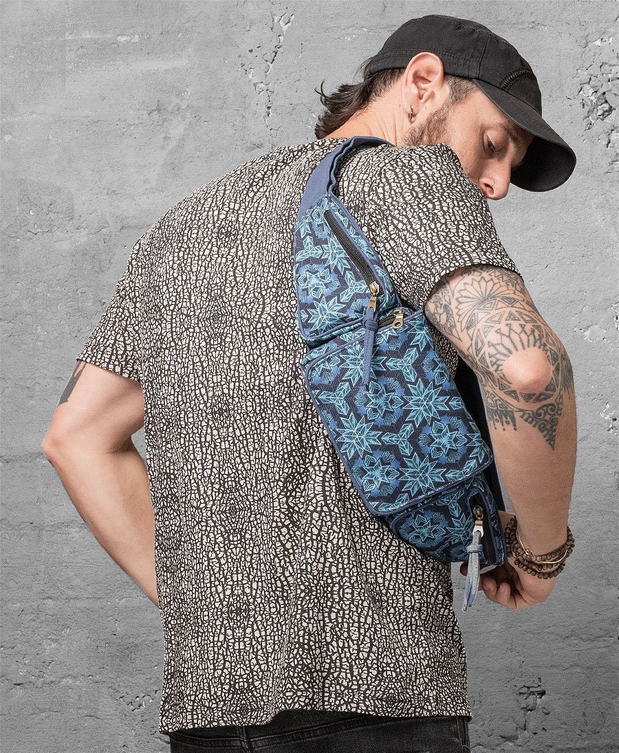 Geometric Utility Belt- Canvas Pocket Belt Burning Man Festival Hip Belt Fanny Pack Travel Belt Money Pouch Trippy Stoners Gift