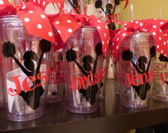 Personalized Cheerleader Tumblers  with straw - Banquet Gifts, football, coaches, cheerleaders, gymnastics