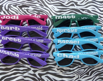 Personalized Sunglasses, Bride, Bridesmaid, Groom, Groomsmen, Vacations, Parties, favors