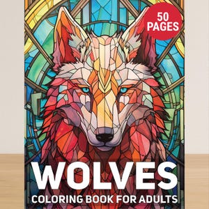 Wolf Coloring Book For Adults, Animal Adult Coloring Book PDF, 50 Cute Coloring Pages Of Wolves