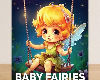 Libro da colorare per adulti con fate, libro da colorare per adulti con fate in formato PDF, 50 adorabili pagine da colorare di fate magiche