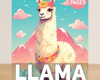 Llama Coloring Book For Adults, Animal Adult Coloring Book PDF, 50 Cute Coloring Pages Of Llamas Alpacas