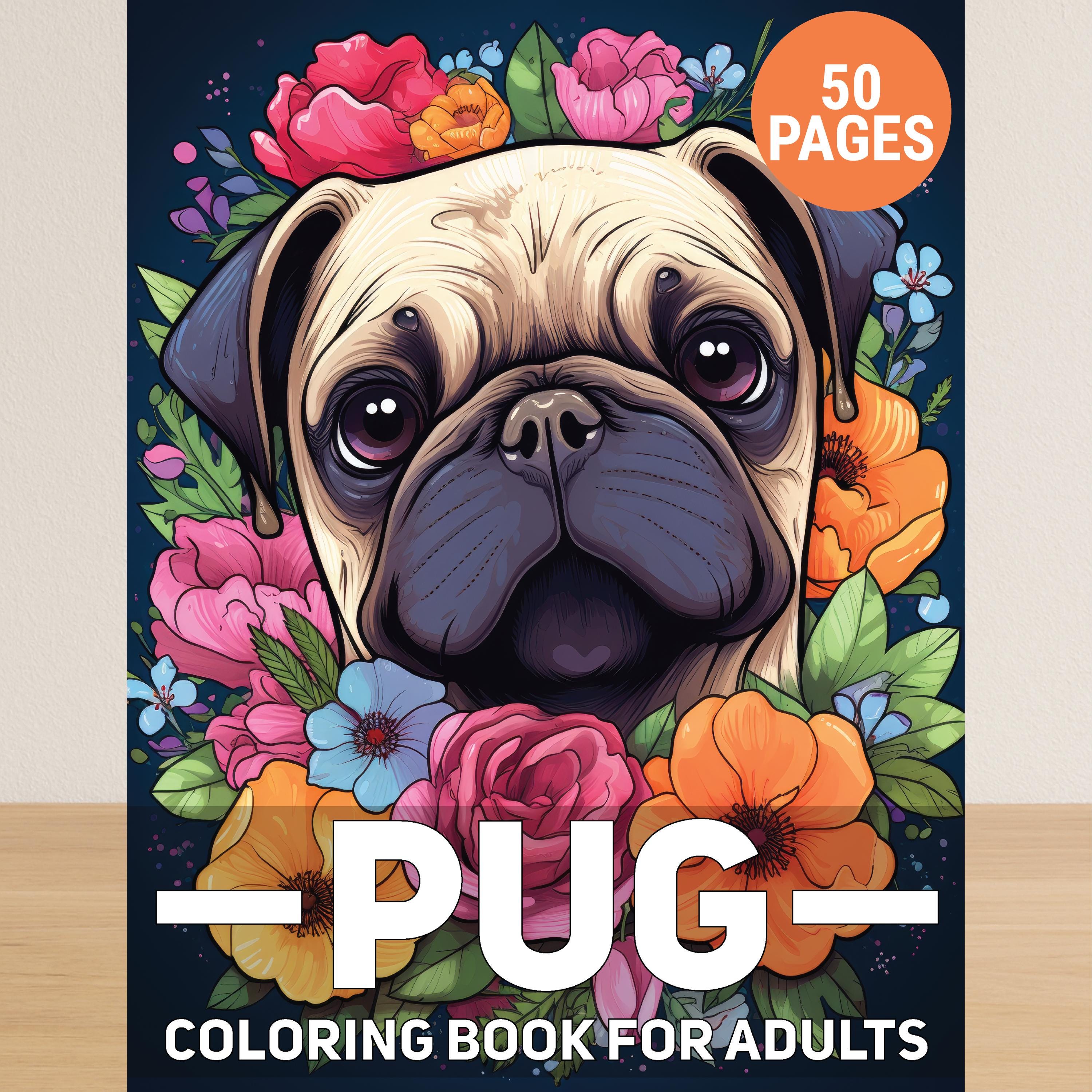 大人のためのパグの塗り絵、大人のための犬の塗り絵（PDF）、パグの