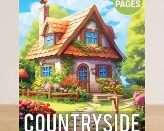 Countryside Coloring Book For Adults, Country Life Adult Coloring Book PDF, 50 Coloring Pages Of Countryside Scenes