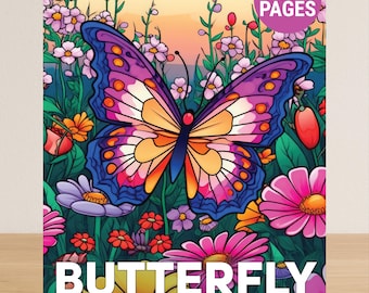 Butterfly Coloring Book For Adults, Insect Adult Coloring Book PDF, 50 Cute Coloring Pages Of Butterflies