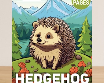 Libro para colorear de erizos para adultos, libro para colorear de animales salvajes para adultos en PDF, 50 lindas páginas para colorear de erizos