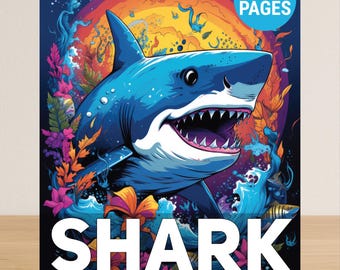 Shark Coloring Book For Adults, Ocean Animal Adult Coloring Book PDF, 50 Cute Coloring Pages Of Sharks