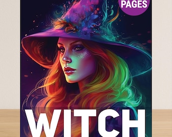 Witch Coloring Book For Adults, Witchcraft Adult Coloring Book PDF, 50 Coloring Pages Of Witches