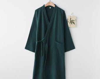 Minimalistischer Baumwoll-Musselin-Bademantel für Paare - weich und locker