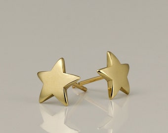 Star Stud Earrings, Gold Star Earrings, 14k Gold Studs, Solid Gold Earrings