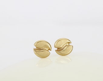 14k Stud Earrings, Gold Round Earrings, Small Gold Stud Earrings, Solid Gold Earrings, Yin Yang Jewelry, Everyday Studs