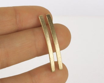 14k Earrings, Solid Gold Earrings, Gold Bar Earrings, Elegant Brushed Earrings, Minimalist Modern Fine Gold Jewelry, Gift For Her