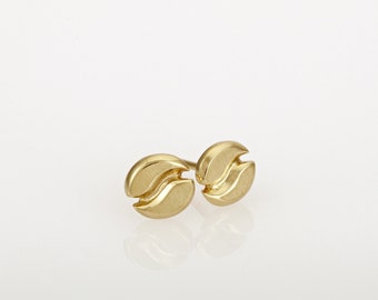 Small Yin Yang Earrings, 14k Solid Gold Studs, Round Flat Back Post, Modern Jewelry