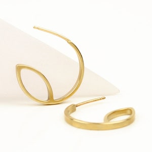 Minimalistische Gold-Creolen, gelbe 14k Goldohrringe, zierliche offene Creolen