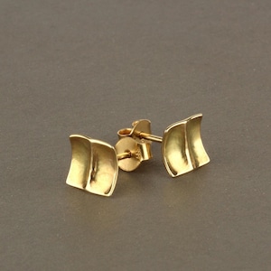 Gold Square Earrings, Gold Post Earrings, Solid Gold Stud Earrings, 14k Gold Studs