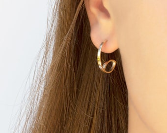 Minimalist Hoop Earrings, 14k Solid Gold Earrings, Minimal Dainty Gold Hoops, Yellow Gold Hoops, Open Hoops, Gift For Her