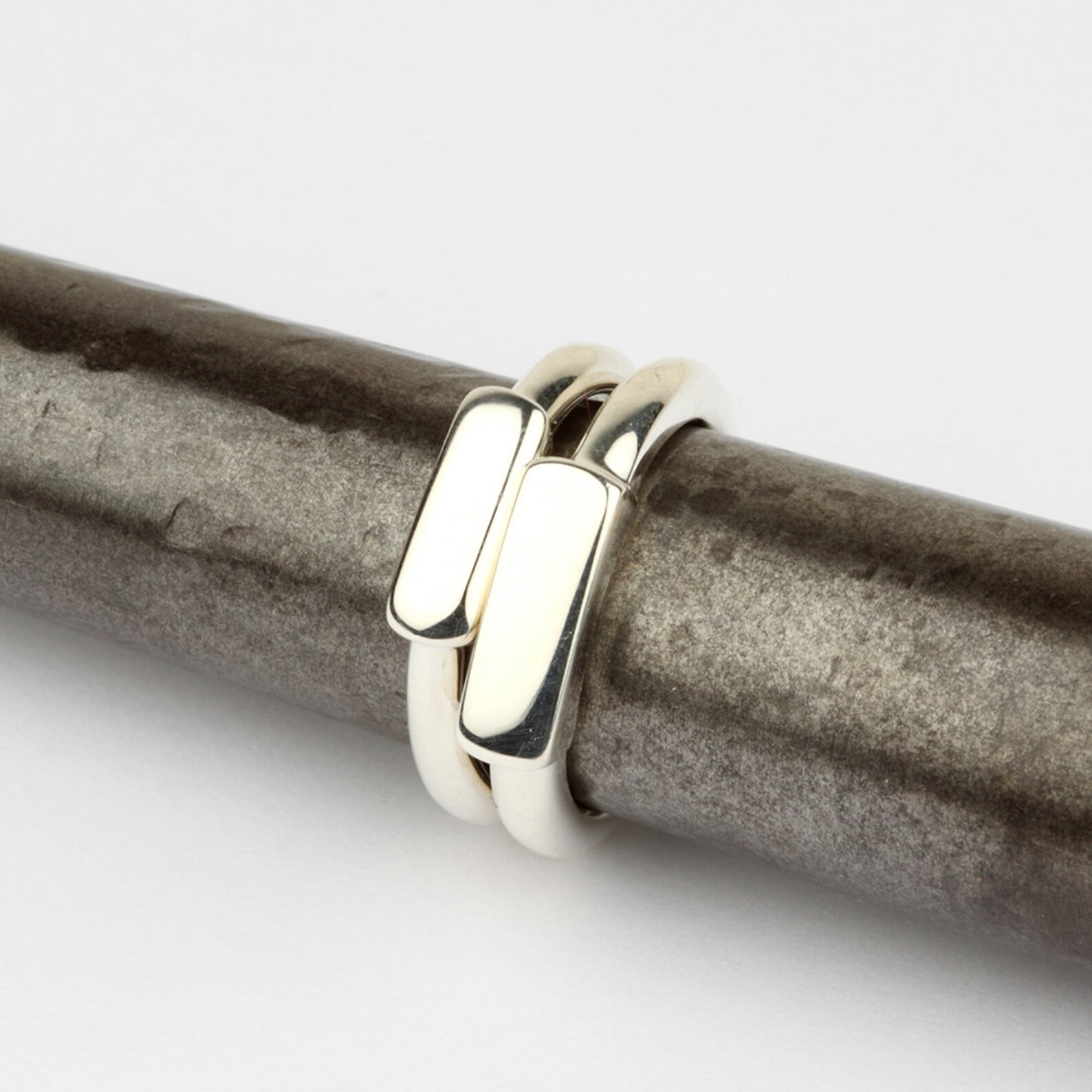Silver Stacking Ring Set, Unique Silver Rings, Contemporary Ring ...